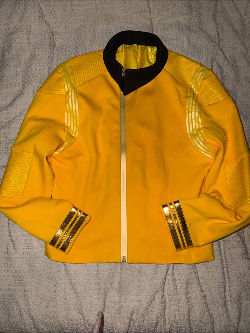 Star Trek Cosplay Yellow Zip Front Jacket with Metallic Trim